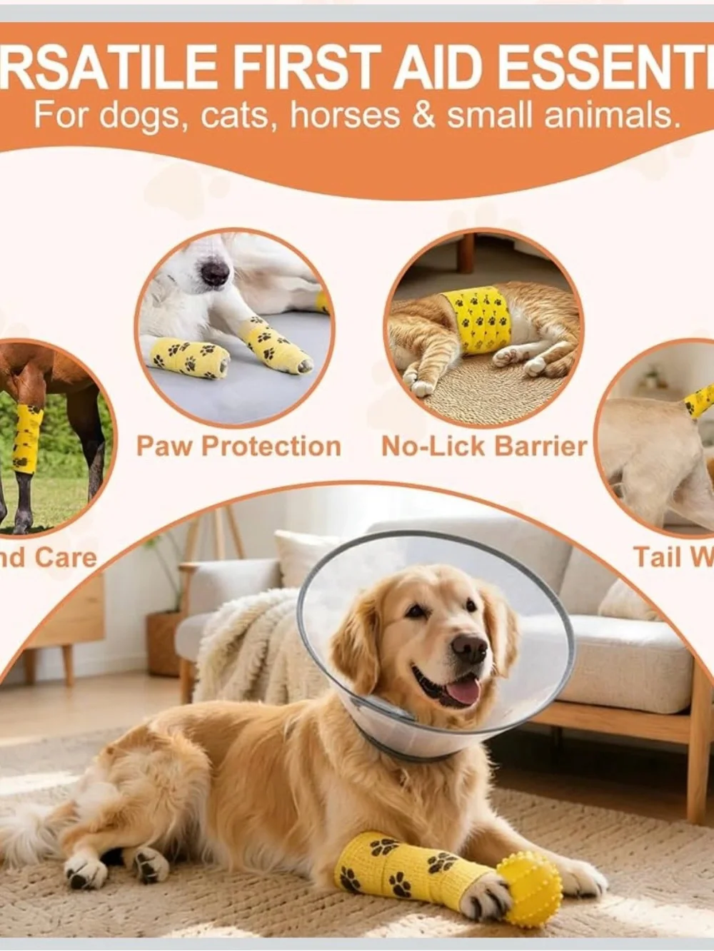 6 Rolls Pet Vet Wrap Cohesive Bandage Self Adhesive 2
